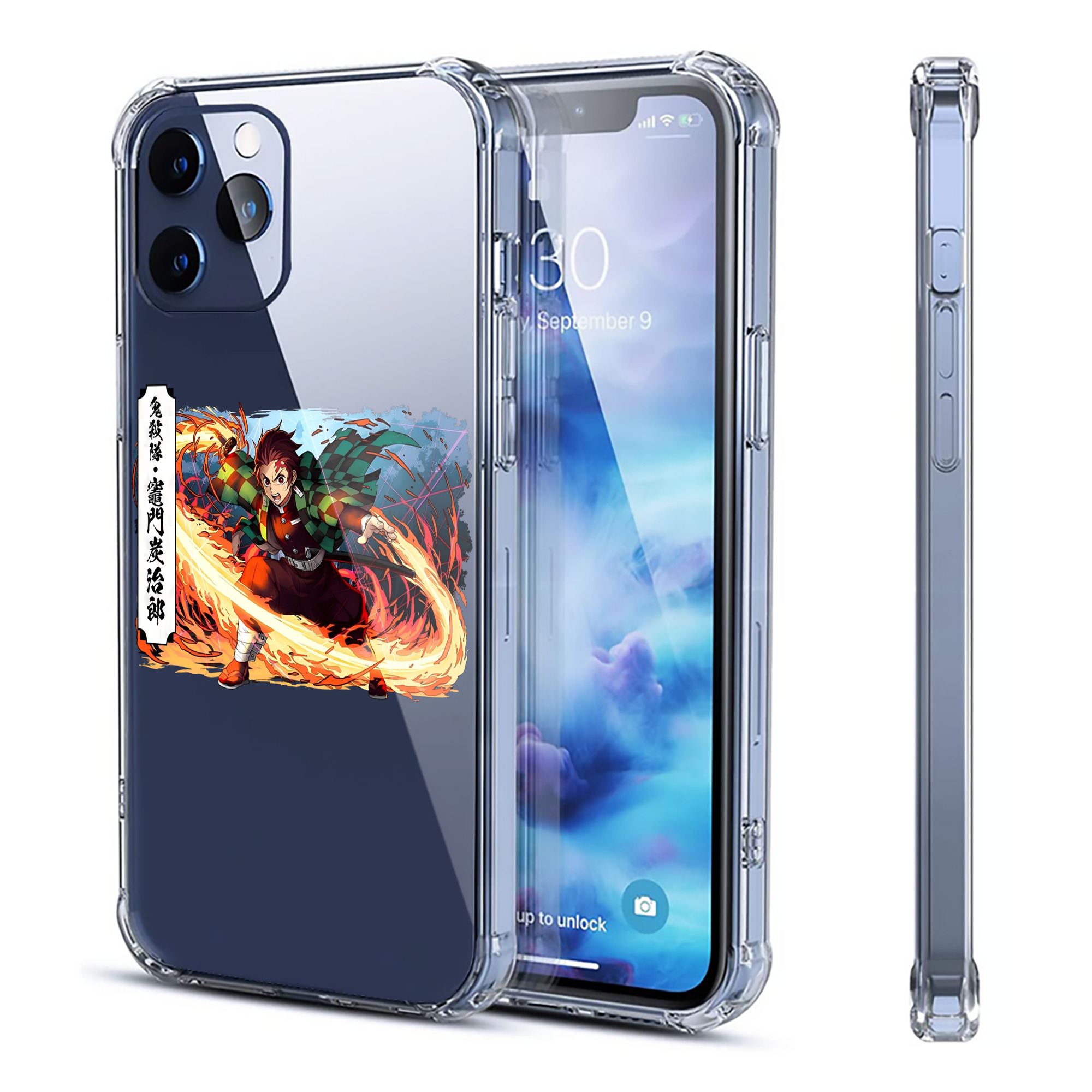 （画像用） 鬼滅の刃 竈門 炭治郎／かまど たんじろう Kamado Tanjirou 【iPhone 12シリーズ対応】透明スマホケース（クリアソフトケース）